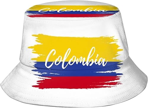 Sombrero de cubo de bandera de Colombia para mujeres y hombres, sombrero de verano para viajes de playa, sombrero de sol colombiano al aire libre,
