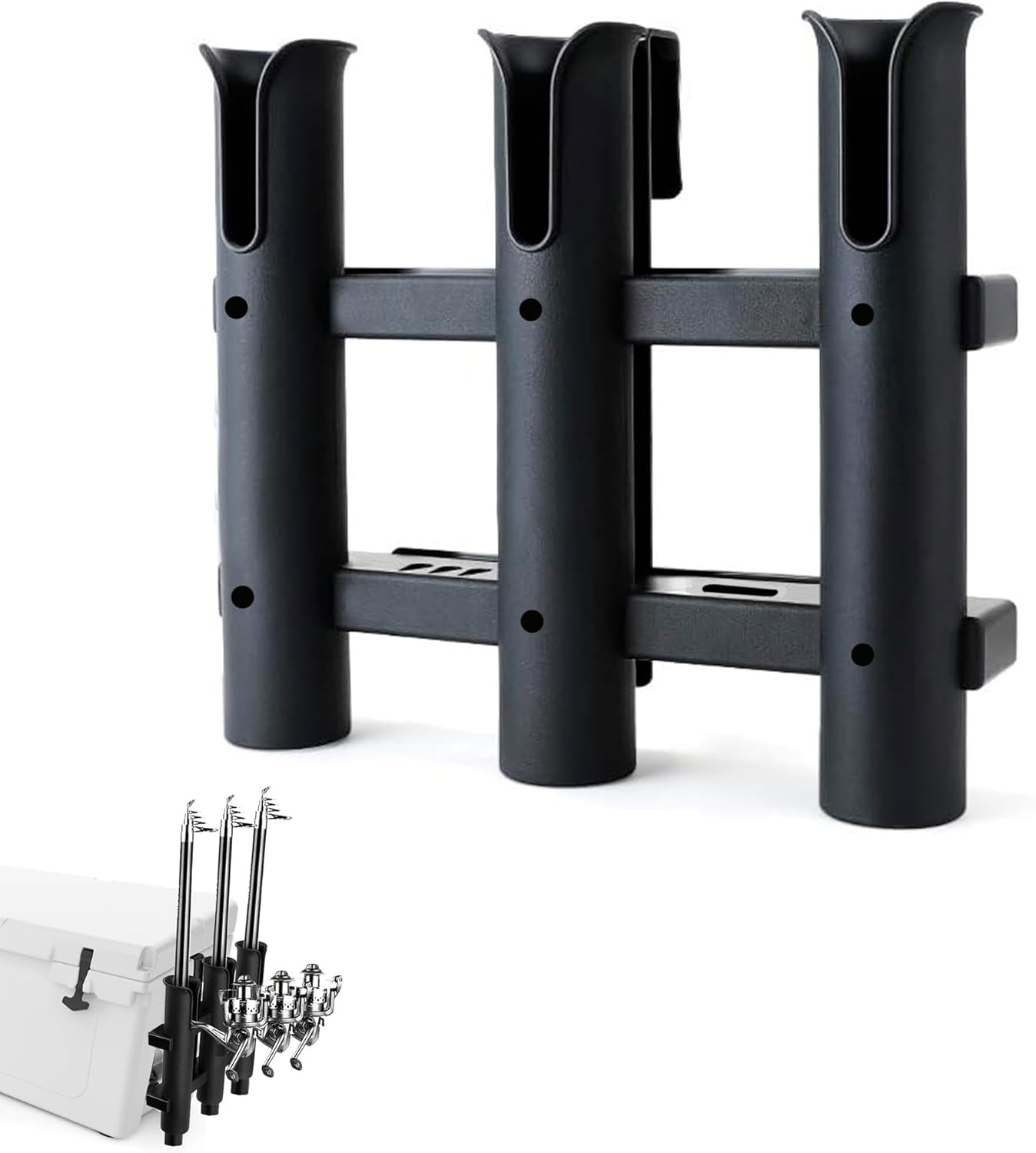 Fishing Rod Holder, 3 Link Fishing Rod Rack for Boat, Cooler Fishing Rod Holder for YETI Coolers and RTIC Coolers,with Tie-Down Slot Cooler Accessories,Kayak Fishing Accessories Fishing Rod Holder, 3 Link Fishing Rod Rack for Boat, Cooler Fishing Rod Holder for YETI Coolers and RTIC Coolers,with Tie-Down Slot Cooler Accessories,Kayak Fishing Accessories