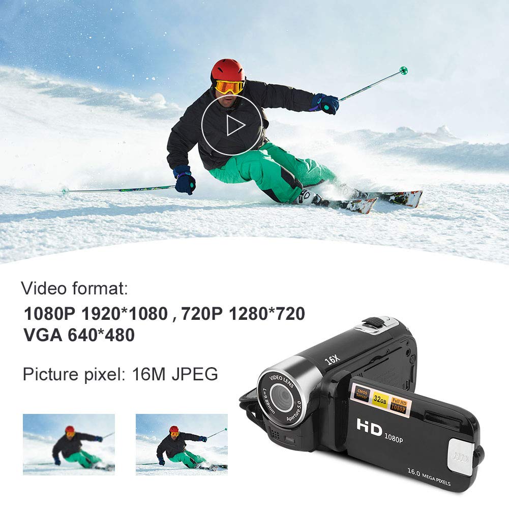 DH-90 Video Camera Camcorder, Digital Camera Recorder, 16X Digital Zoom 2.4 Inch Colourful Display Screen Full HD1080P 270 Degree Rotation