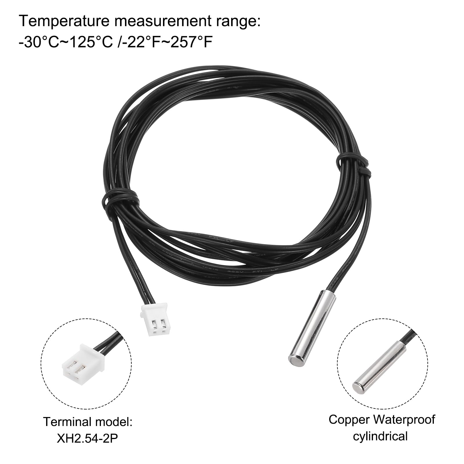 QUARKZMAN 3 sztuki 5K NTC sonda z czujnikiem temperatury, niklowana, czuła miedź, czujnik temperatury 78,7 cala, cyfrowy kabel przedłużający, czujnik temperatury do urządzeń elektrycznych