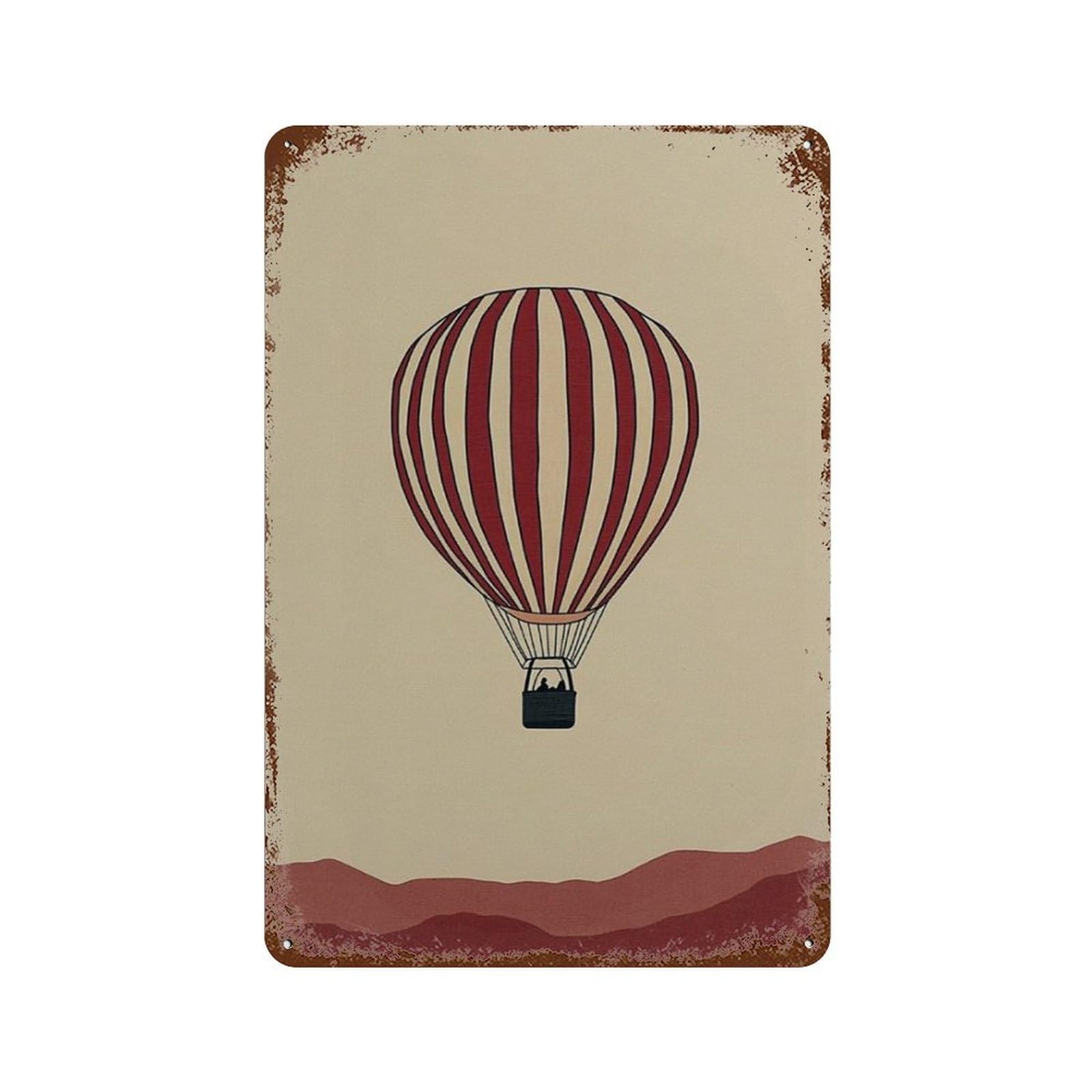 xiaoxiaoshen Hot Air Balloon Minimal Retro Landscape Travel Wall Decor Art Metal Tin Poster Modern Home Decor Art Home Bar Shop Decorations Vintage Sign 30x20cm