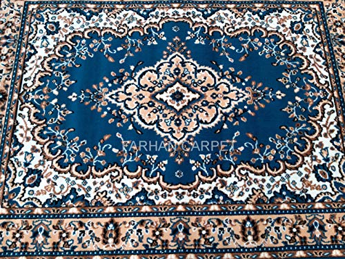 Image of Floral Rectangular Carpet Velvet Touch 6.0X 8.0 Feet Till Blue E