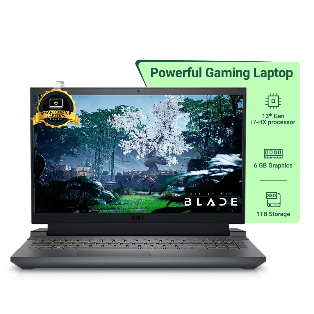 Dell [Smartchoice] G15 5530 Gaming Laptop, Intel i7-13650HX Processor/16GB/1TB SSD/NVIDIA RTX 3050, 6 GB GDDR6/15.6" (39.62cm) FHD 120Hz 250 nits/Backlit KB RGB/Dark Shadow Grey/Win 11+MSO'21/2.65kg
