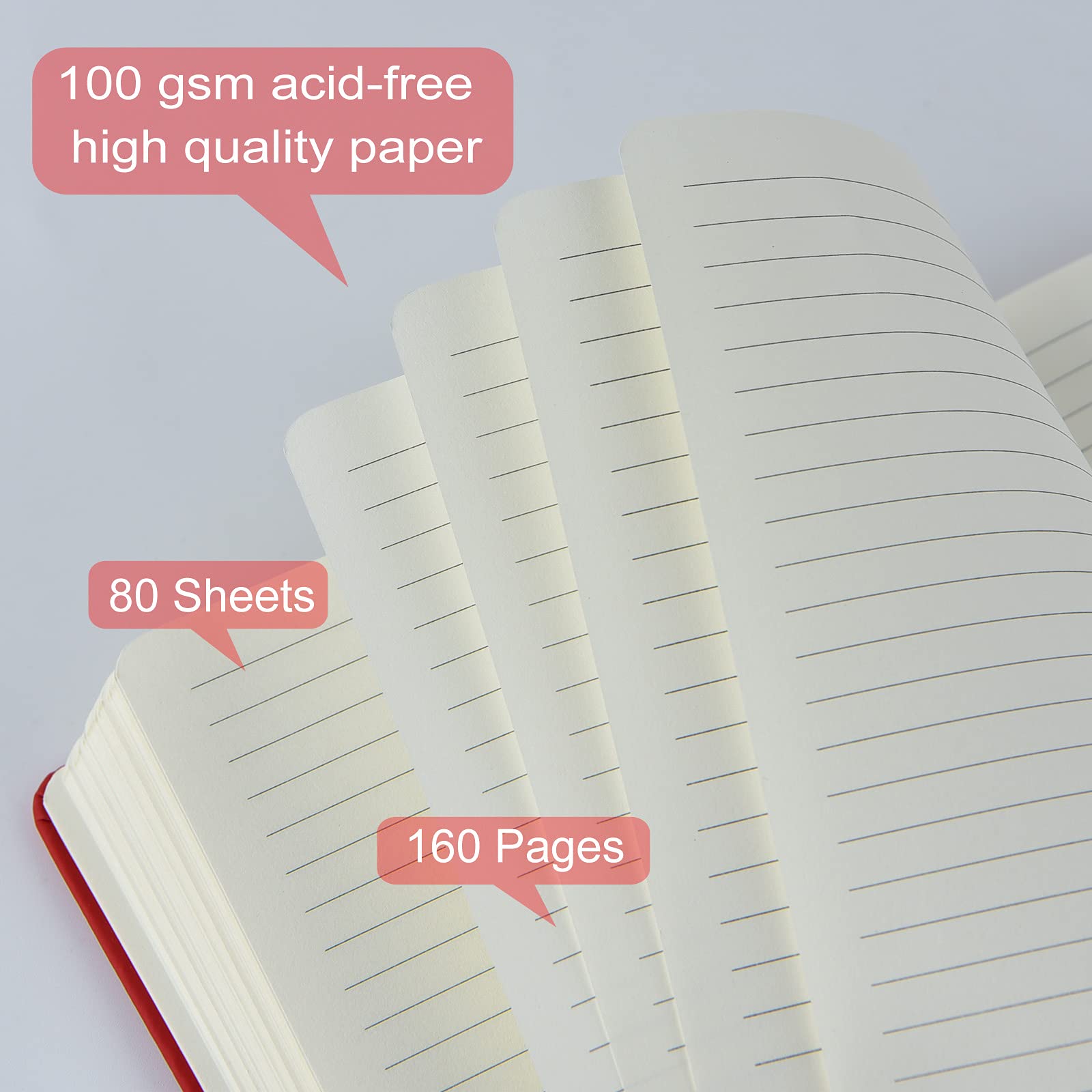 A5 Tagebuch, Notizbücher, klassisch, liniert, Hardcover, Kunstleder, liniert, Tagebücher für Büro, Zuhause, Schule, Business, 21,1 x 14 cm, 100 g/m² dickes Papier, 160 Seiten (12, mehrfarbig)