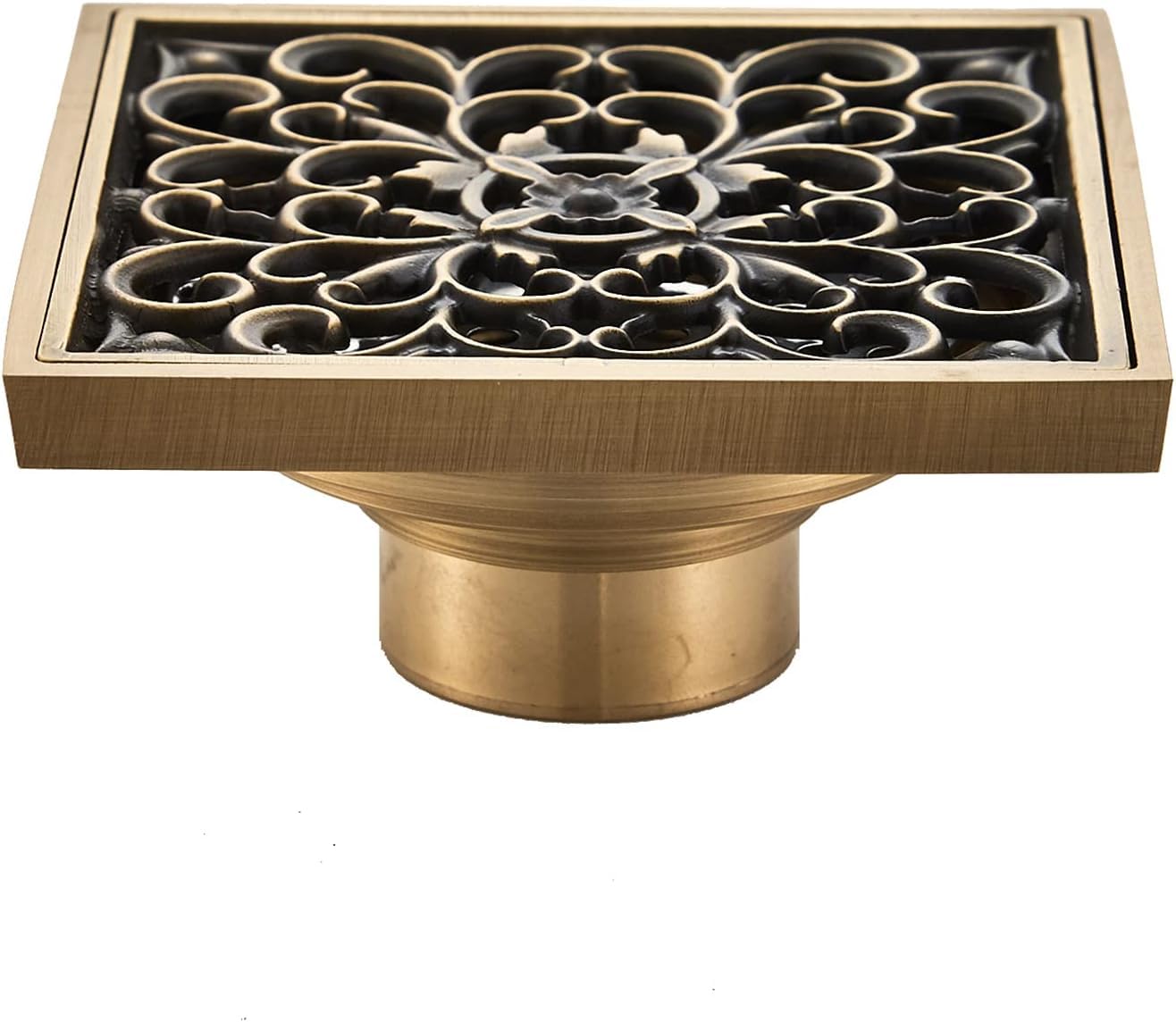 Colador de Fregadero, desagüe de Ducha de latón, desagüe de Piso con Cubierta de Rejilla extraíble con Forma de Flor, desagüe de Piso de Ducha Antiguo con colador de Pelo, A
