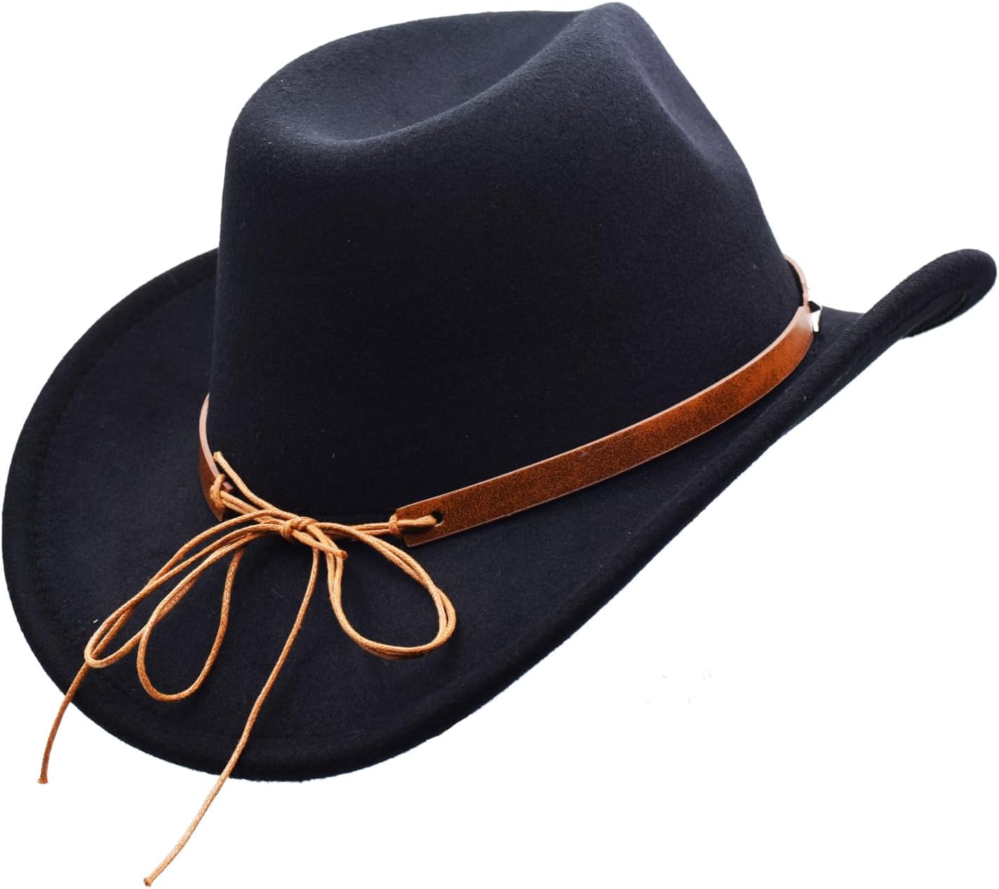 Kids Girls Boys Wide Brim Western Cowboy Cowgirl Hat with Buckle Belt Felt Fedora Hat