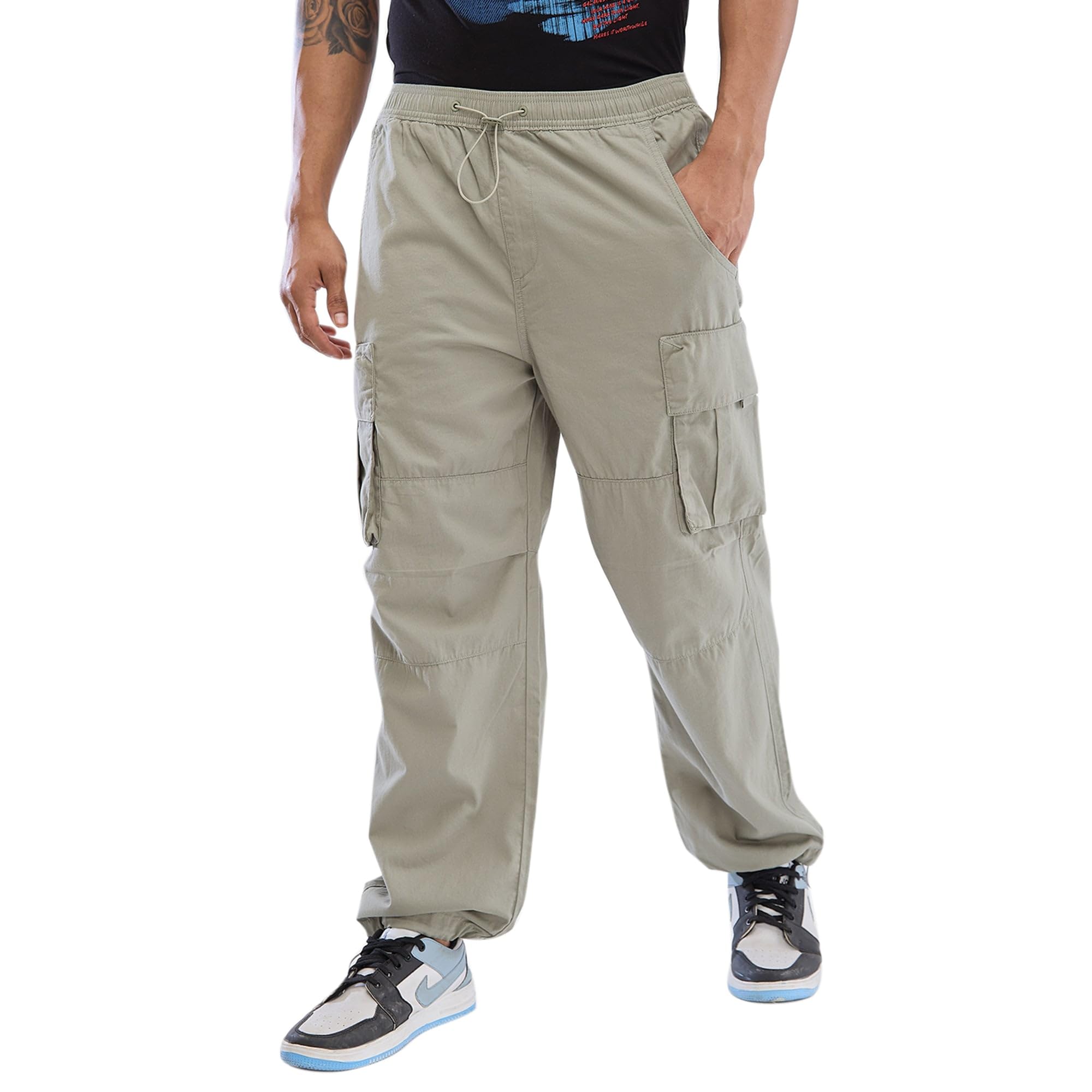 spykar Grey Regular Fit Cargo for Men-picture-18