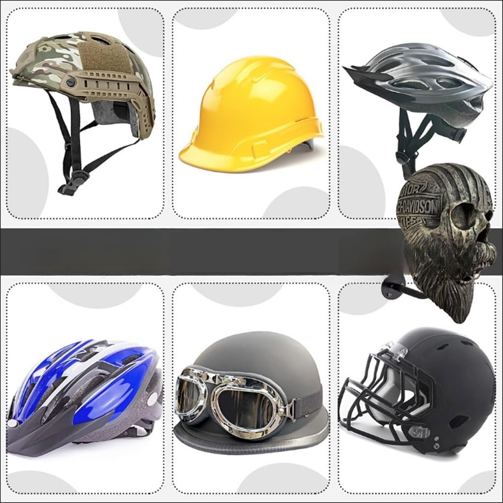 Portacasco Moto Skull, Portacasco con Teschio, Portacappelli da Parete Accessori Moto Supporto per Casco a Parete e Adatto per Cappotti da Bici, Cappelli da Baseball e Casco da Rugby(Gold)