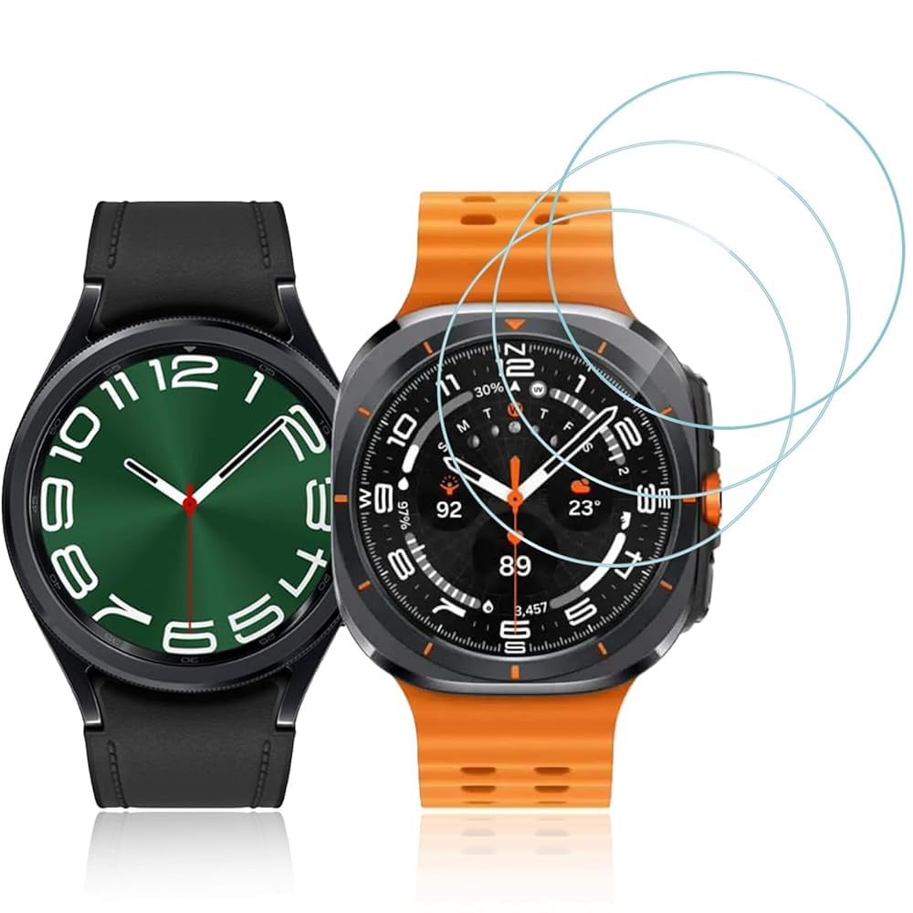 T Tersely(3 Pack) 9H Hardness Tempered Glass Screen Protector for Samsung Galaxy Watch 7 Ultra/Watch 6 Classic (47MM), Screen Protector Film Guard for Samsung Galaxy Watch