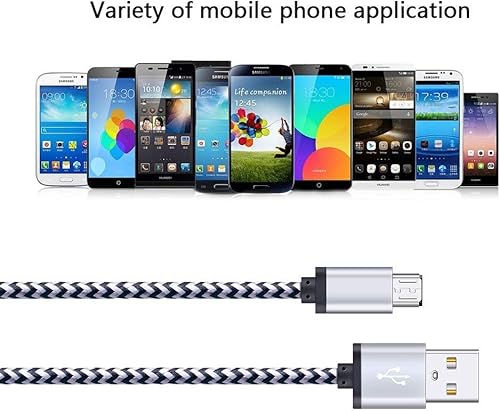 Miniatura 6 de FiveBox Cable de carga micro USB, paquete de 5 cables micro USB de 6 pies, cable trenzado de carga rápida para Samsung Galaxy J3 J7 S6 S7 Edge,