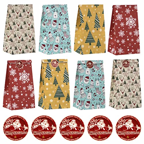 Fantsccy Lot de 24 Boîtes Cadeau de Noël, Sac Cadeau Noël pour Emballage Cadeau, Bonbons,Biscuits, Aliments pour Décoration de Noël Petit Cadeau Noel Boite Cadeaux Noel sac Emballage Noel Cover