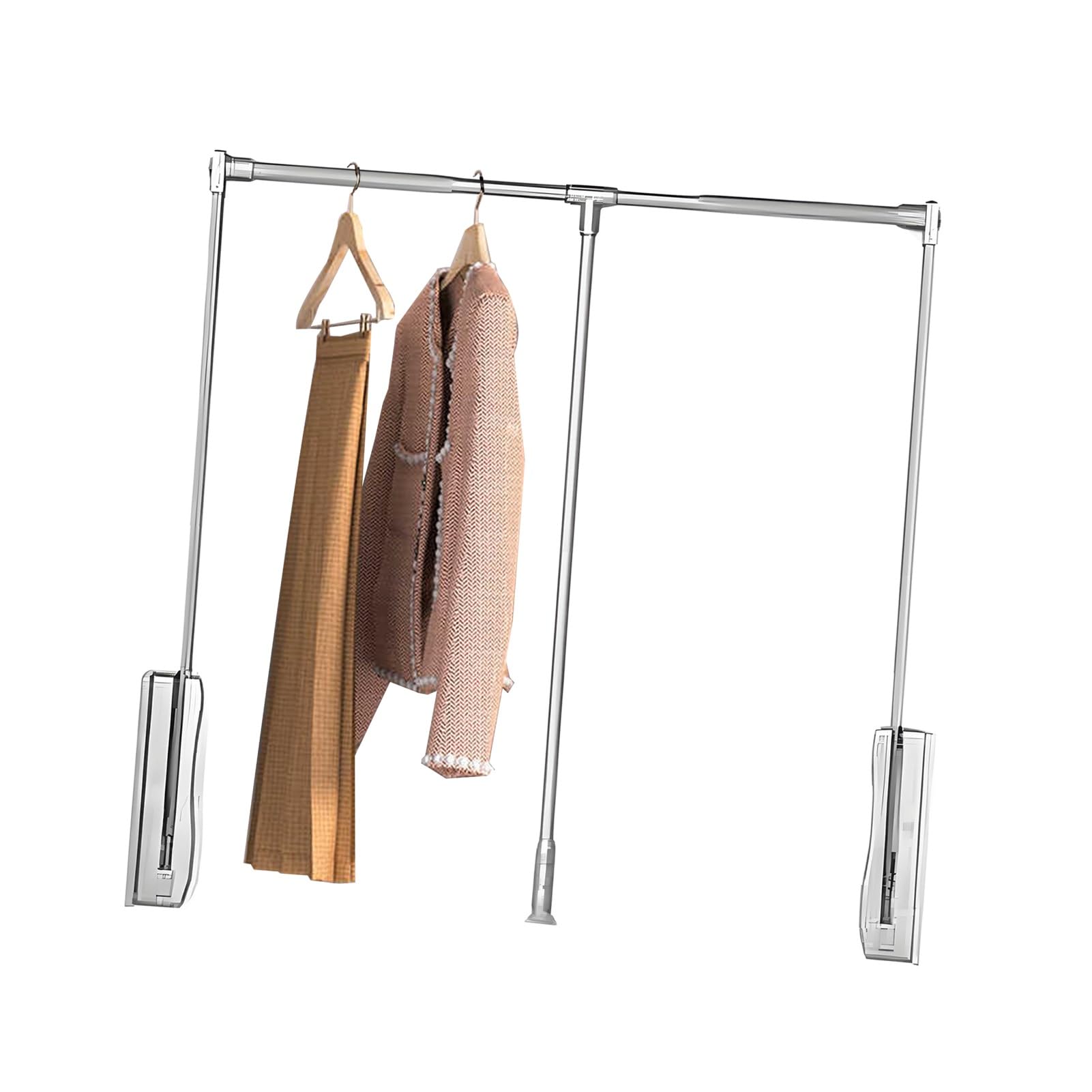 GTHTUHFD Adjustable Pull Down Wardrobe Rail,Clothes Hanger Rod For Cloakroom,Load-Bearing Capacity 33Lbs,Silver-W-930-1250mm