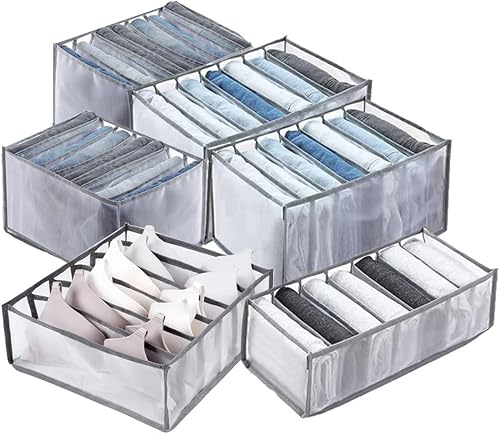 Paquete de 6 organizadores de cajones de ropa, organización de armario, organizador de ropa para ropa plegada, caja de separación de malla para