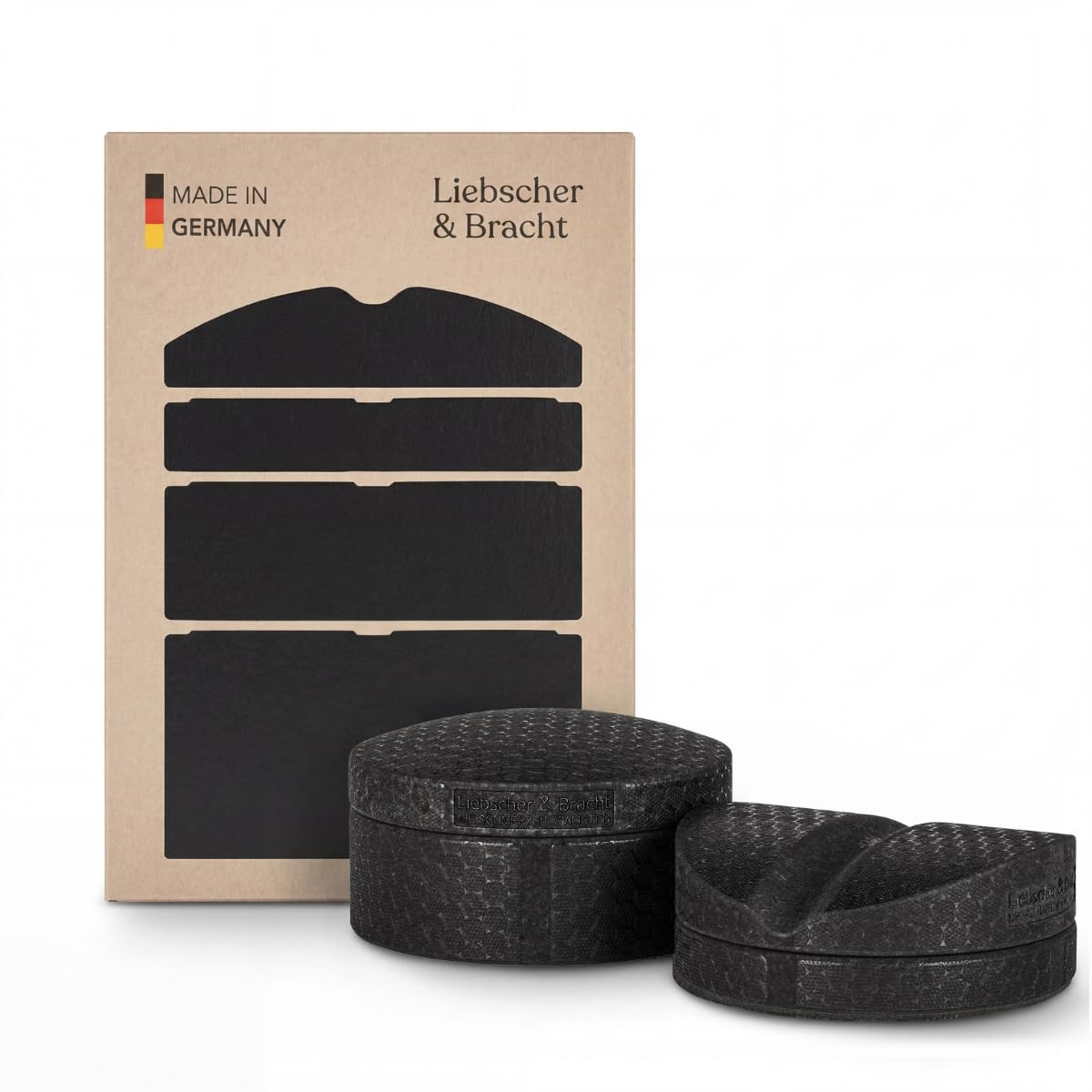Liebscher & Bracht Original Rückenretter: Rückenstrecker, Brust- & Rückendehner mit Rille für Wirbelsäulen + Höhenregulierung, Rückentrainer Made in Germany, Übungen in der App Schwarz