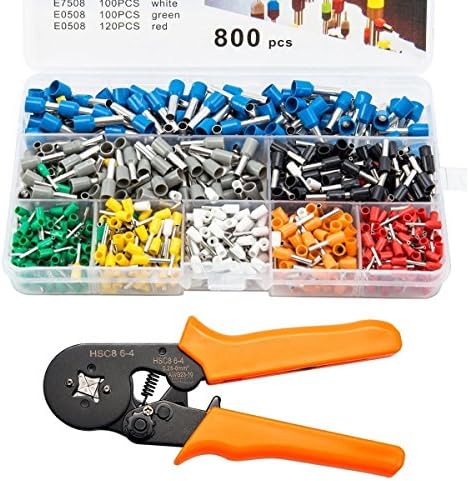 Soosee Ferrule Wire Crimper Tool HSC8 6-4 0.25-6mm AWG 23-10 with 800pcs Terminal Connector