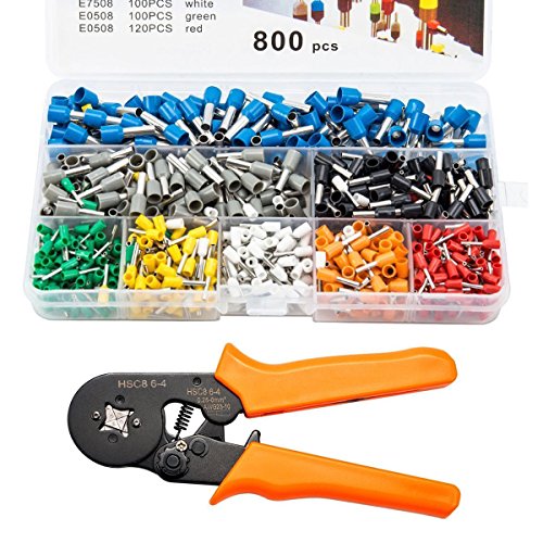 Soosee Ferrule Wire Crimper Tool Hsc8 6-4 0.25-6Mm Awg 23-10 With 800Pcs Terminal Connector #TOP27