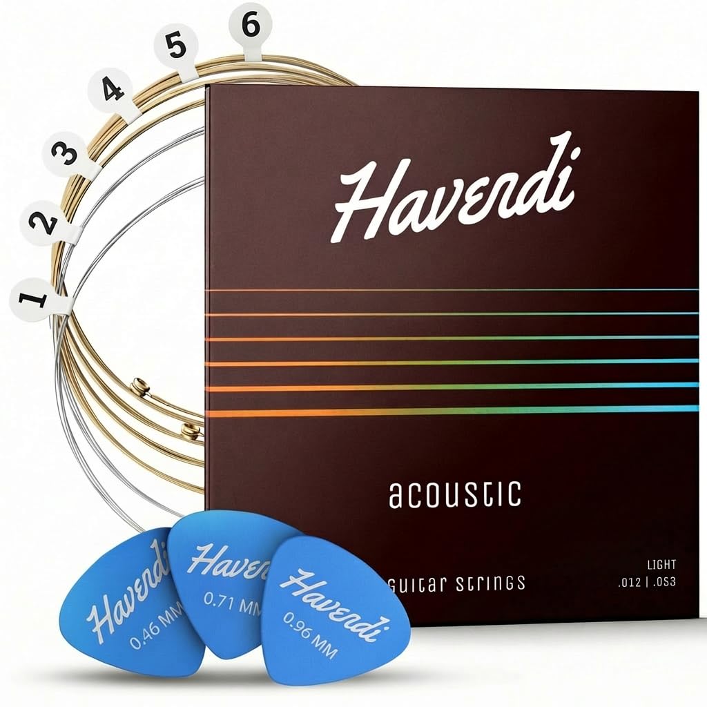 HAVENDI® Guitar Strings I Acoustic guitar strings with Phosphor Bronze Coating I Brilliant Sound Quality I Includes 3 Picks