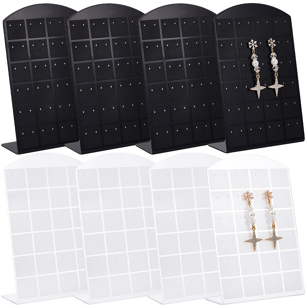 CRASPIRE 8Pcs 384 Holes Acrylic Earrings Display Organizer 2 Color Ear Studs Small Jewelry Storage Display Rack L-shape Slant Stand Holder Showcase for Women Selling Retail Marketing Merchant