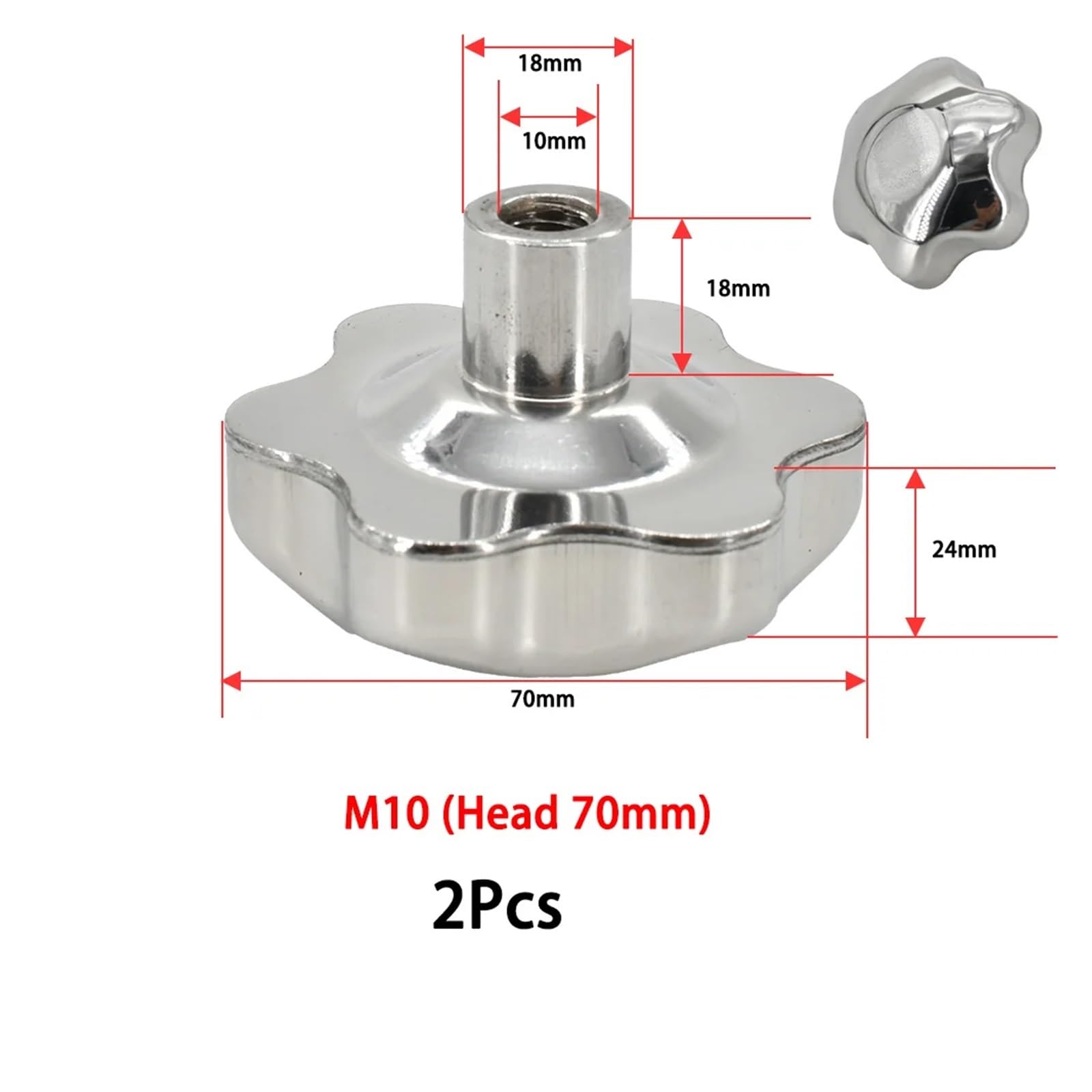QUARKZMAN 8 Stück Rändelschrauben mit Sterngriff M6 x 16mm x 38mm