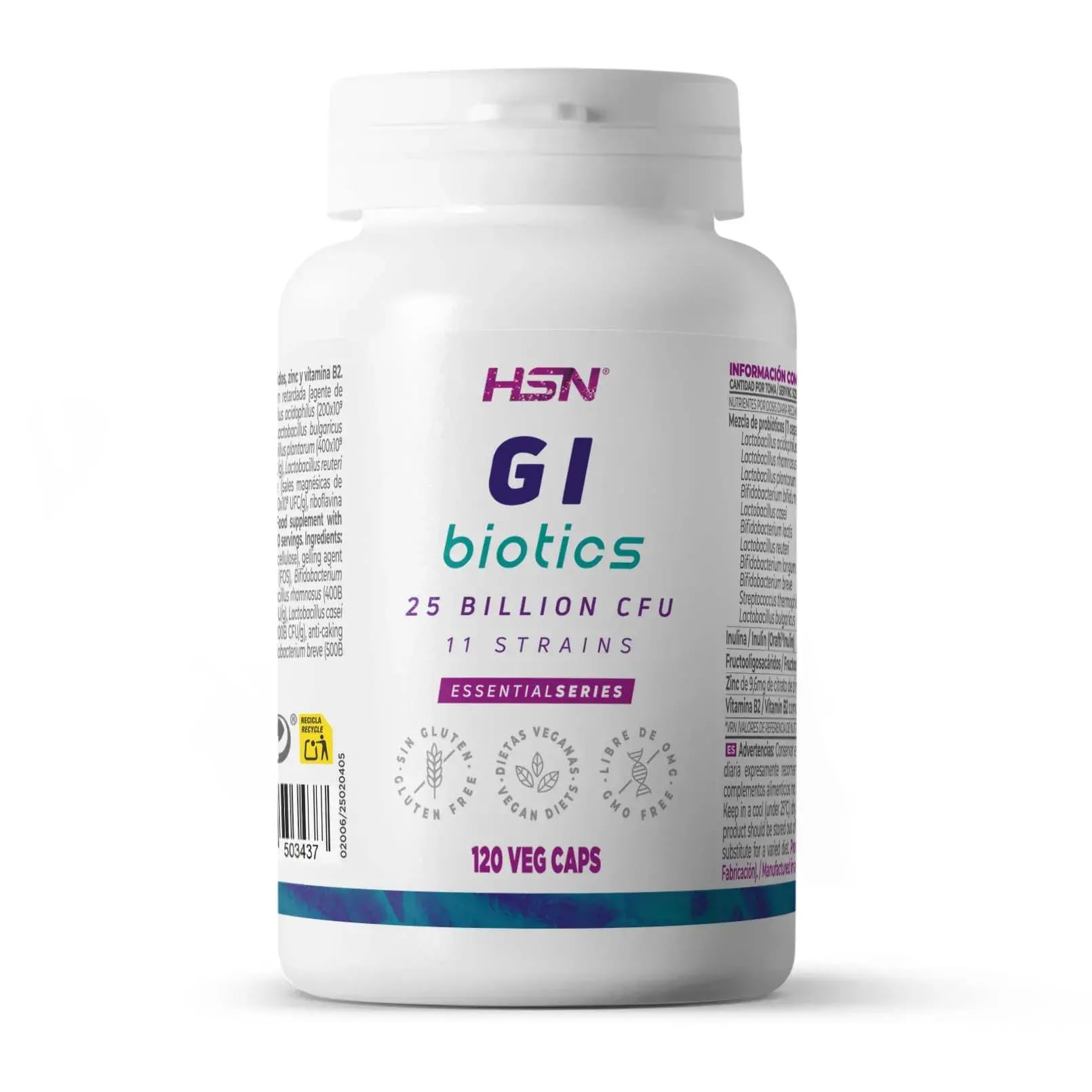 HSN GI BIOTICS | Gastrointestinal Health Probiotic | 25 Milliarden KBE's | 4-Monats-Versorgung | Vegan, glutenfrei, laktosefrei, 120 Veg Cap