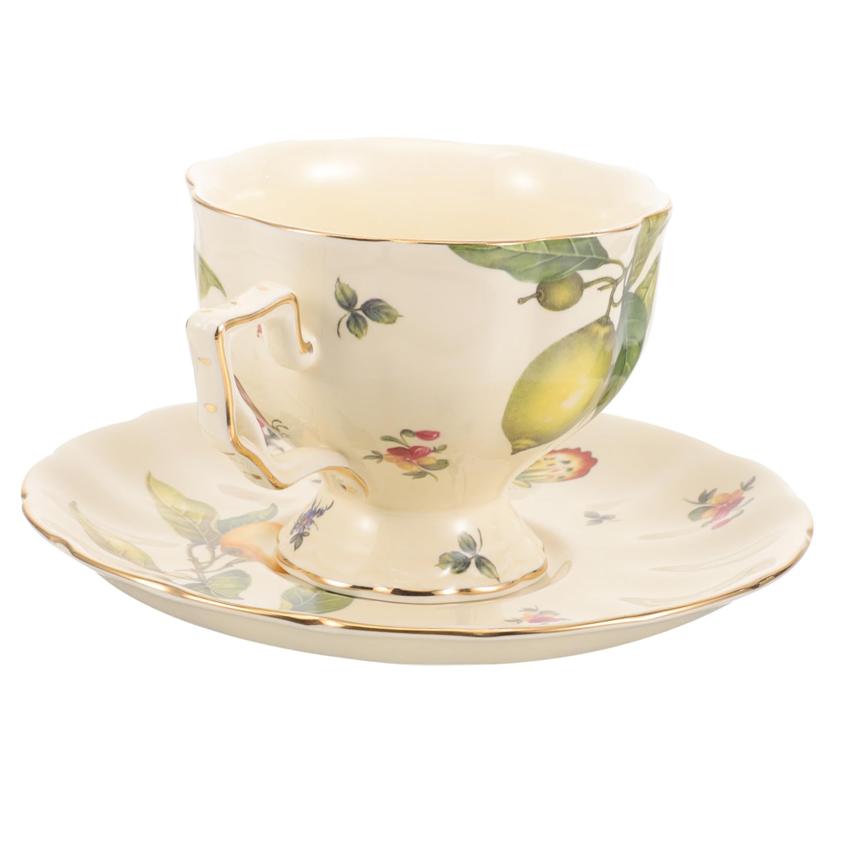 Retro Kaffee Tasse Satz aus Keramik mit Untertasse für Zuhause