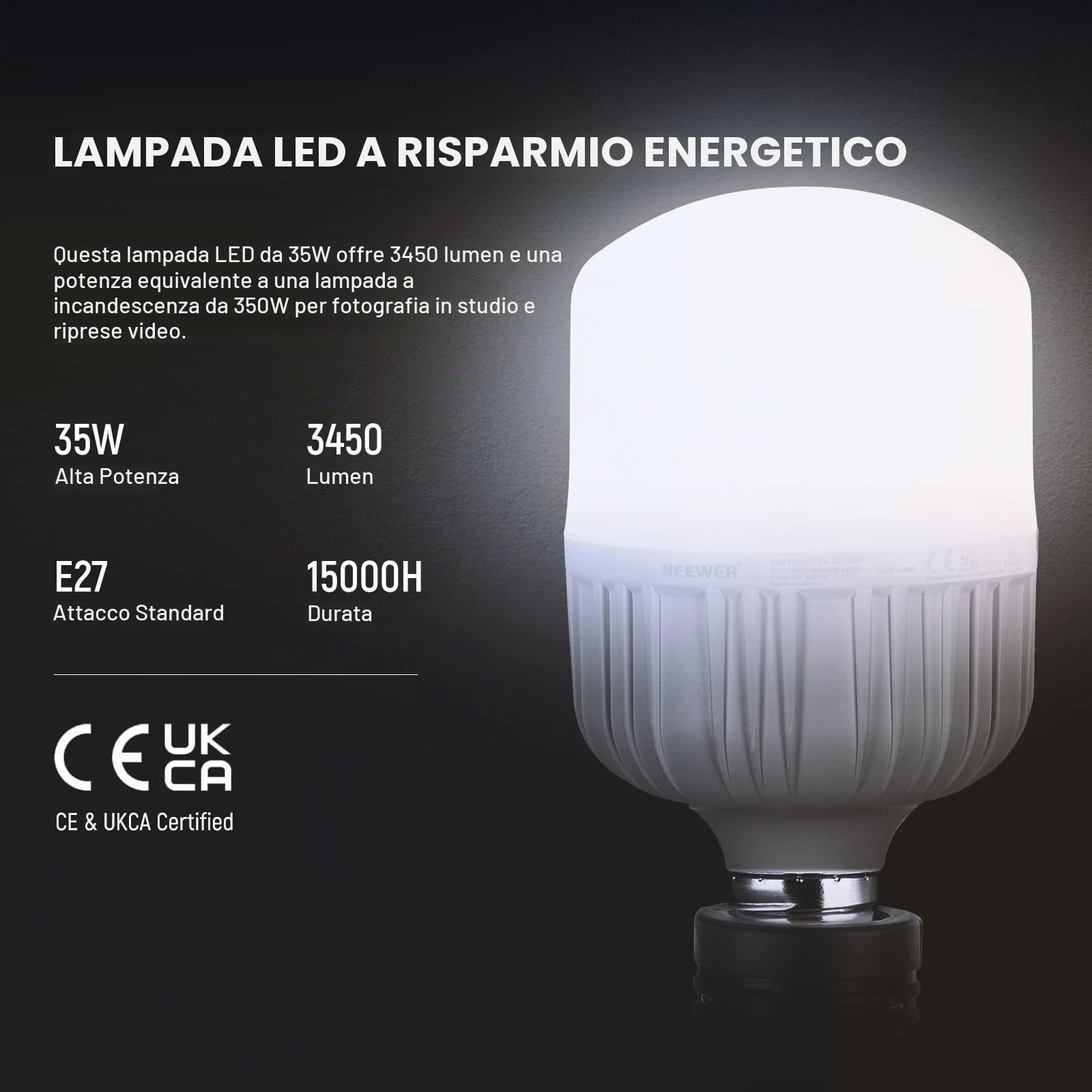 Neewer®, softbox con Luce da 700 W per fotografie Professionali, 60 x 60 cm, con Attacco E27, Kit per Studio Fotografico, per fotografie e riprese Video