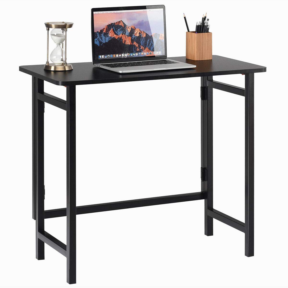 Buy TANGKULA Folding Computer Desk, Simple Metal Frame Computer Desk