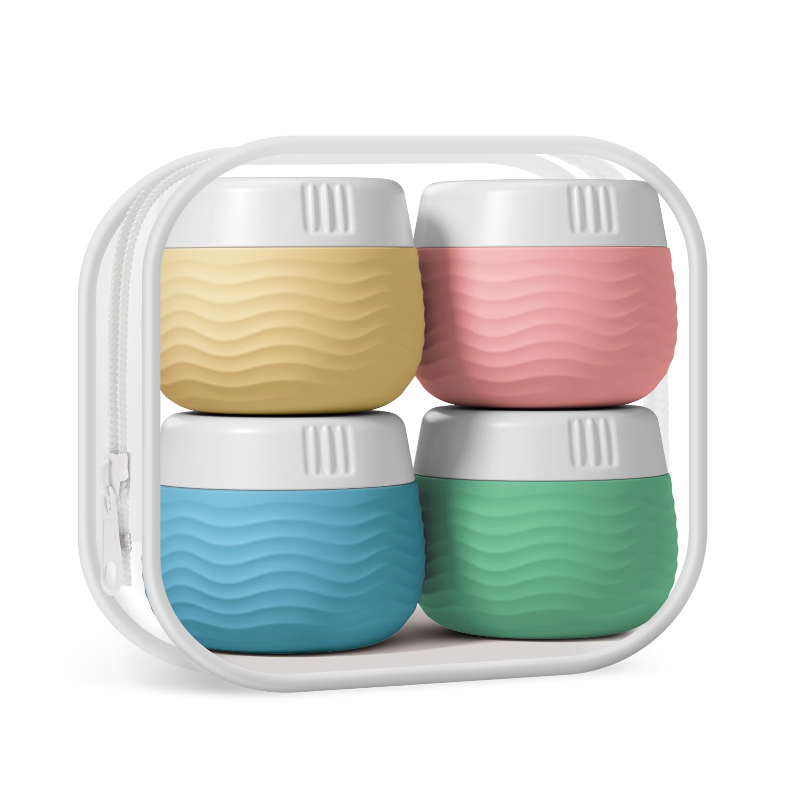 Lot De 4 Pots De Voyage En Silicone – Étancher, Approuvé TSA – Pour Crème, Shampooing, Cosmétiques En Déplacement - 3