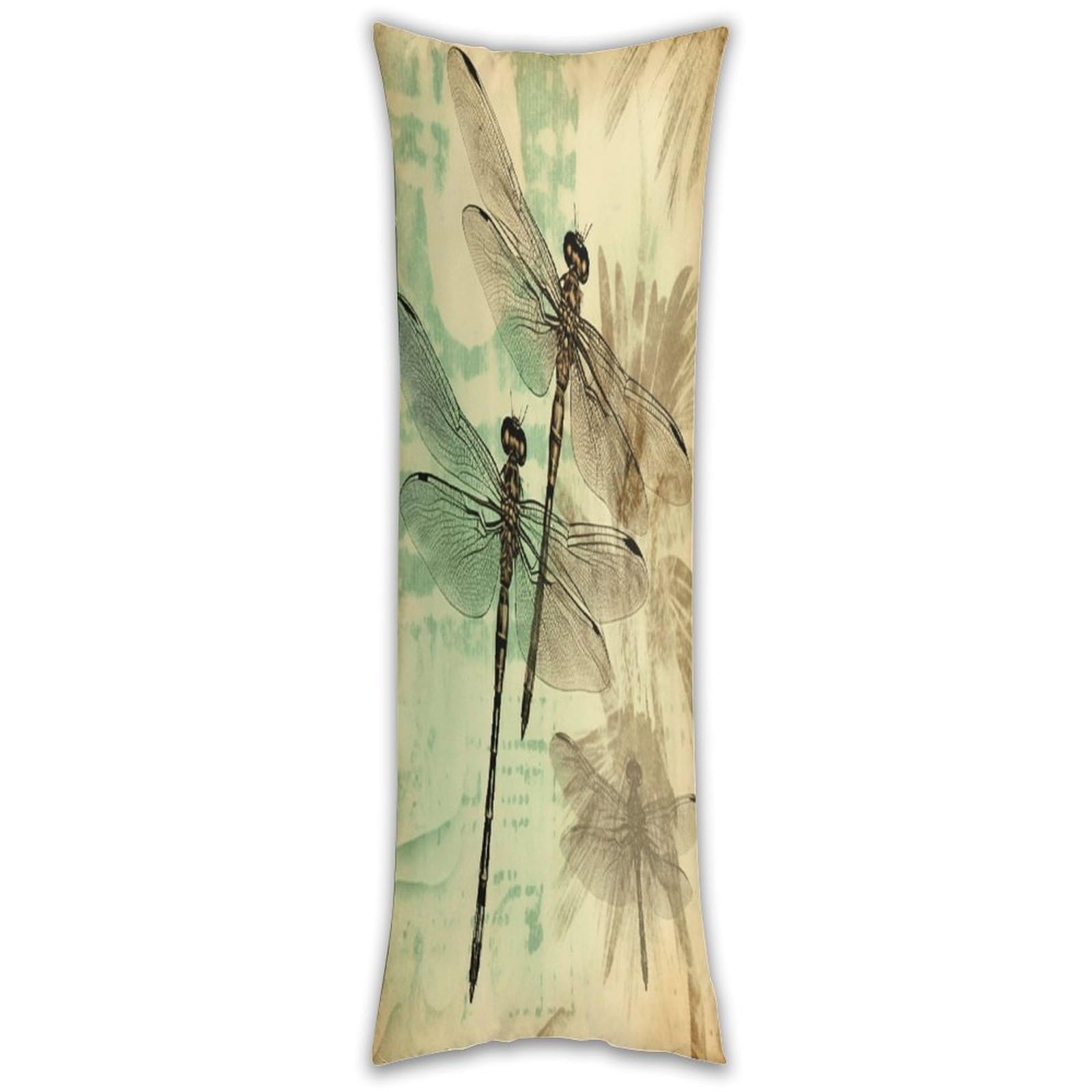 Dragonfly Dragonflies Vintage Body Pillow Cover with Hidden Zipper Breathable Polyester Long Pillow Case Cozy Fuzzy Body Pillowcase Ultra Soft Long Pillow Cover for Bedroom 18.9 X 53 in