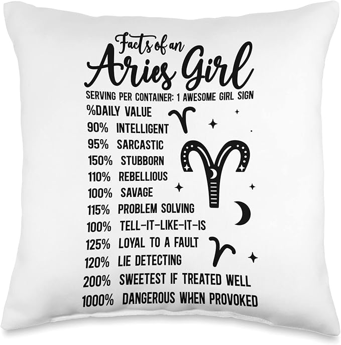 Facts Of An Aries Girl Aries Zodiac Sign Aries Horoscope Throw Pillow