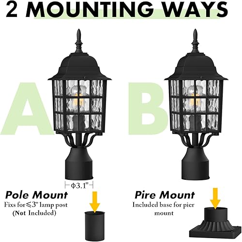 Miniatura 7 de Paquete de 2 luces de poste al aire libre del anochecer al amanecer, lámpara exterior, apliques de pared al aire libre, iluminación de pared al aire