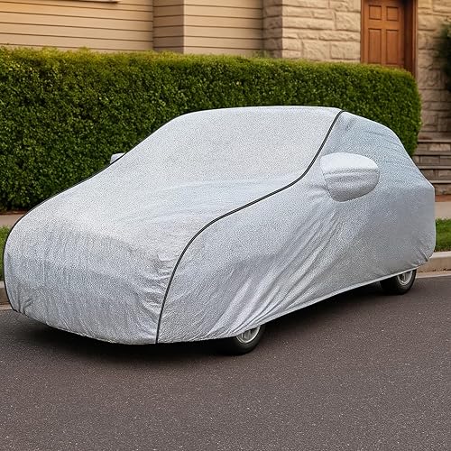 Image of Sulfar 100% Waterproof Car Body Cover Compatible with Mirror for SsangYong Rexton (Triple Stitched, Full Bottom Elastic, Magic Silver with Black Piping)