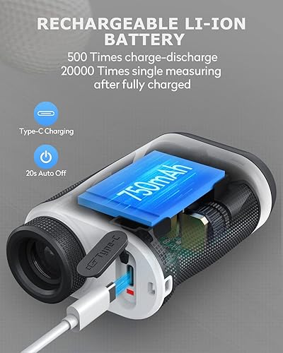 Miniatura 6 de Telémetro de golf X1 con pendiente, bloqueo de asta de bandera y vibración, telémetro láser 6601100YDS para golf y caza, buscador láser recargable