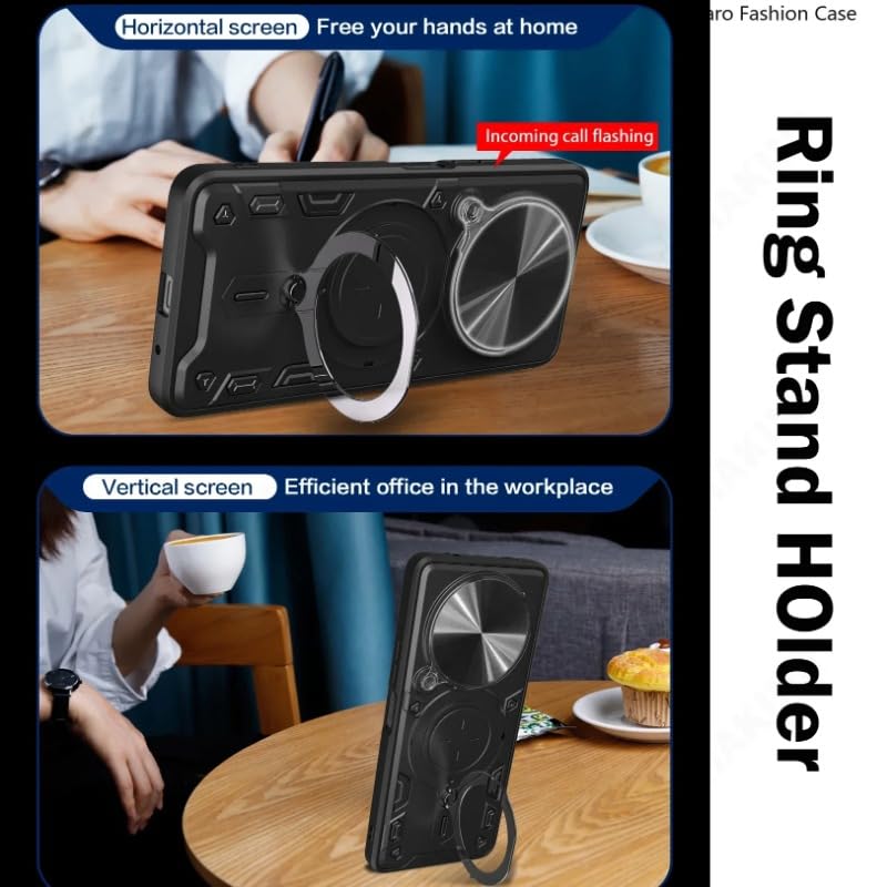 Image of Designerz hub Oppo F29 5G Back Case | Hybrid Case with 360 Degree Rotating Finger Ring Holder + Slider Shutter Camera Protection Case for Oppo F29 5G- Blue