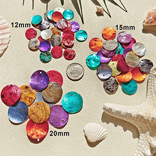 Firstmeet Shell Beads 240Pcs Natural 12Mm Flat Round Mussel Shell Coin Drop Charm Beads With Iridescent Back For Handcraft Jewelry Making(Diy-1023-Opal Blue-12) #TOP6