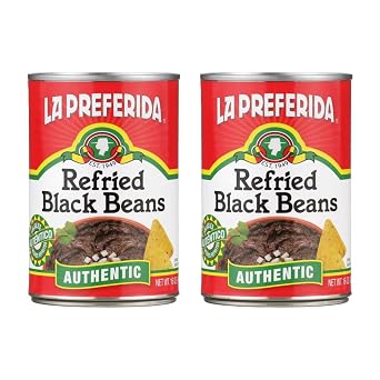 La Preferida Refried Black Beans, Authentic Mexican Style Side Dish, Ready to Eat Mexican Food, Creamy Texture, Traditional Recipe, 16 Ounce Pack of 2
