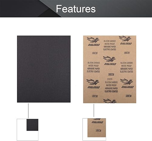 Miniatura 9 de Utoolmart Hojas de lijado de grano 220 hojas de lija de carburo de silicio seco húmedo para muebles de madera, pulido automotriz de metal, 3 piezas