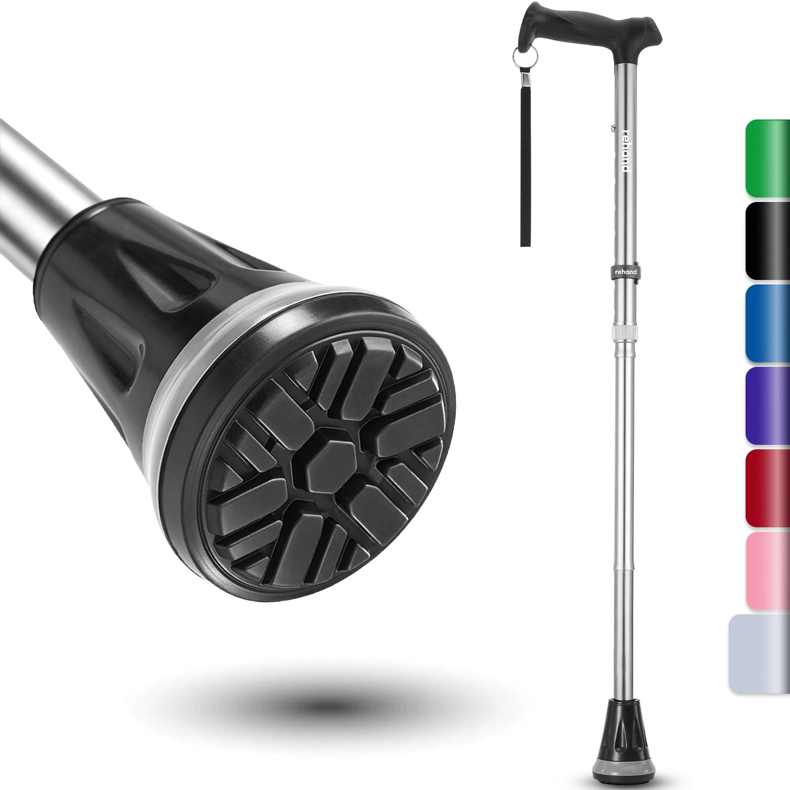 REHAND Walking Cane - Foldable, Adjustable, Collapsible Walking Canes for Men & Women, Heavy Duty All Terrain Tip, with Travel Bag | Walking Sticks for Seniors & Adults — Amazon image 12
