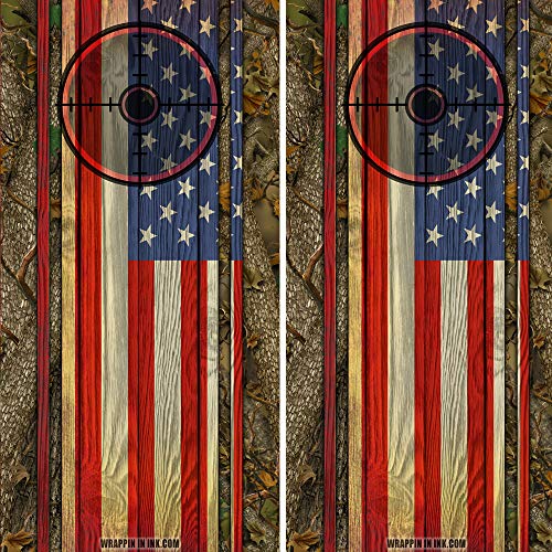 Speed Demon Hot Rod Shop Cornhole Board Wraps ~ American Flag And Camo Corn Hole Boards Laminated Decal Wraps (Set Of 2) #02 #TOP5