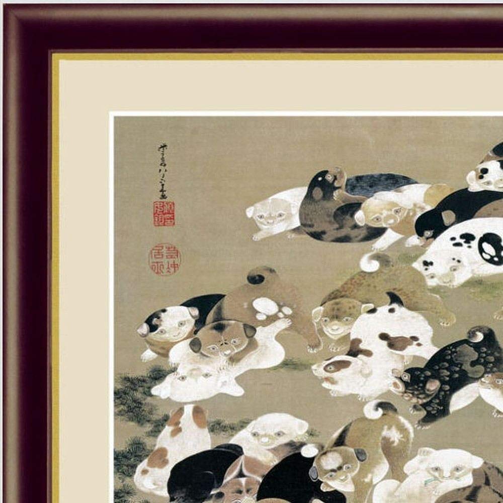 Amazon.co.jp: 伊藤若冲 百犬図 F6号 高精彩工芸画 手彩補色
