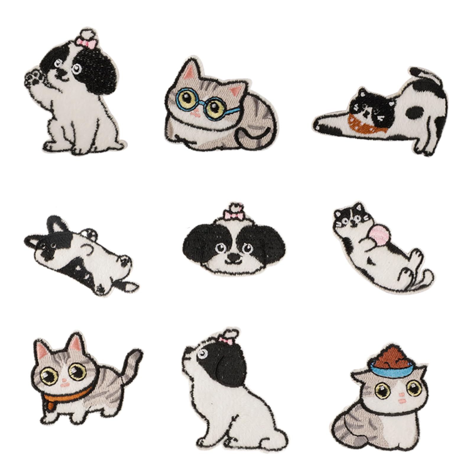our fave 9 Pcs Dogs Embroidered Patches Cartoon Cats Sewing Iron on Applique Sew on for Clothes