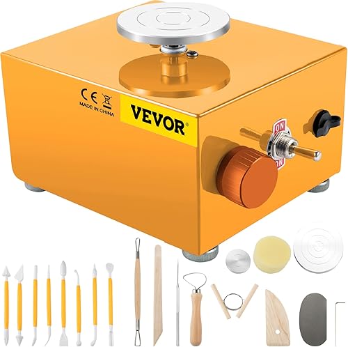 Ruedas de cerámica de 30 W, máquinas de arcilla de velocidad ajustable, kits de escultura eléctrica con 3 bandejas giratorias y 16 herramientas para