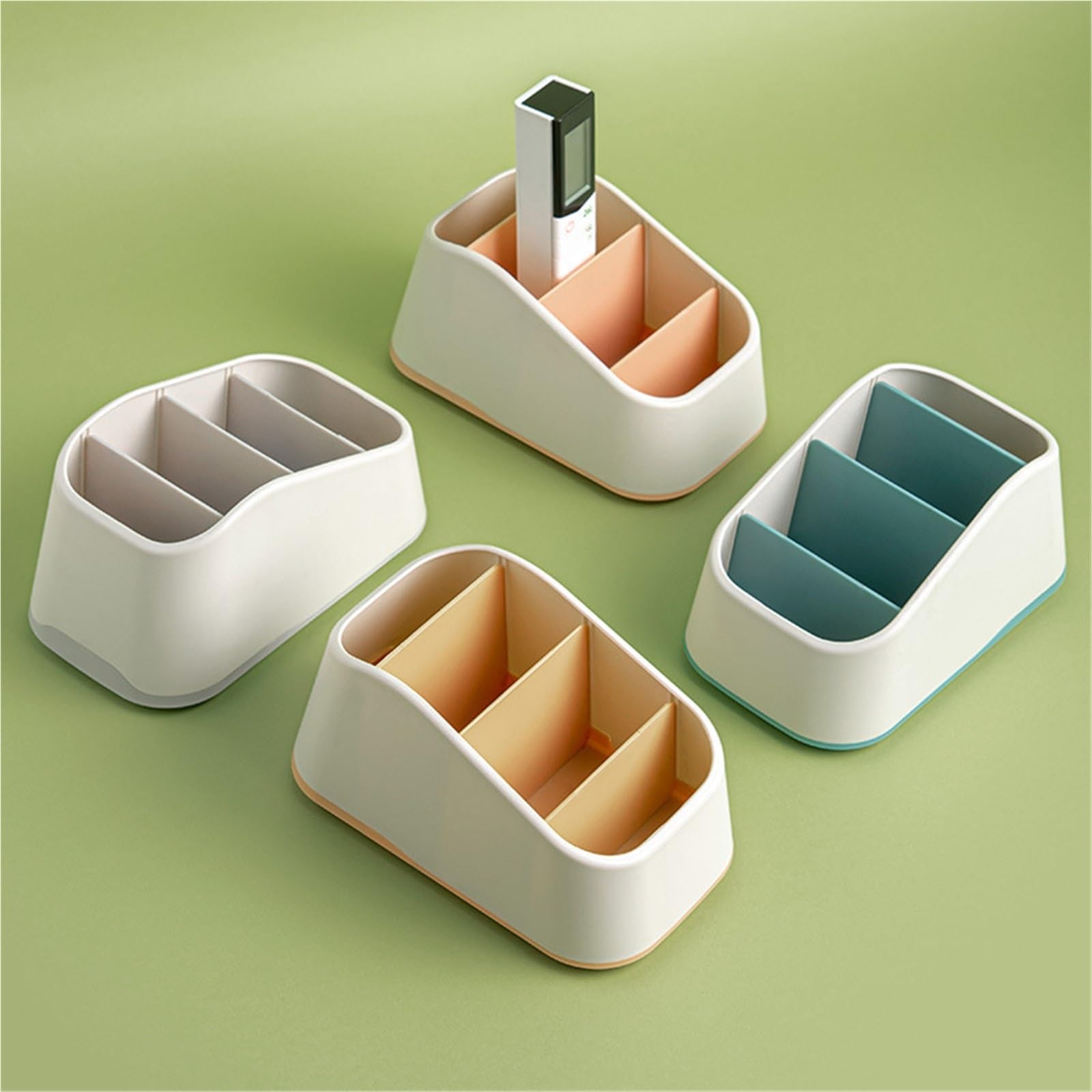 Organisateur De TéLéCommande Support de télécommande avec Fente, 2 pièces, boîte de Rangement de Bureau, télécommande TV, téléphone, Papeterie, étui Organisateur, Maison, hôtel(Yellow)
