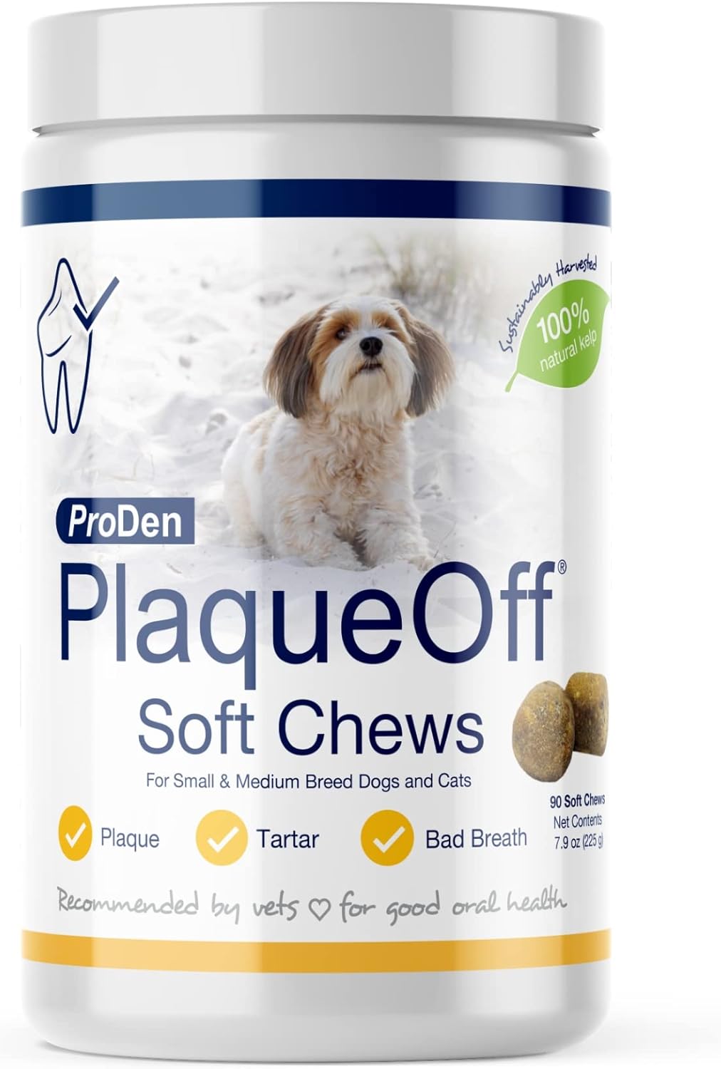 ProDen PlaqueOff 120 Soft Chews | Natural Plaque, Tartar & Bad Breath Remover For Small Or Medium Dogs | Works Systemically Not By Abrasion Or Chewing