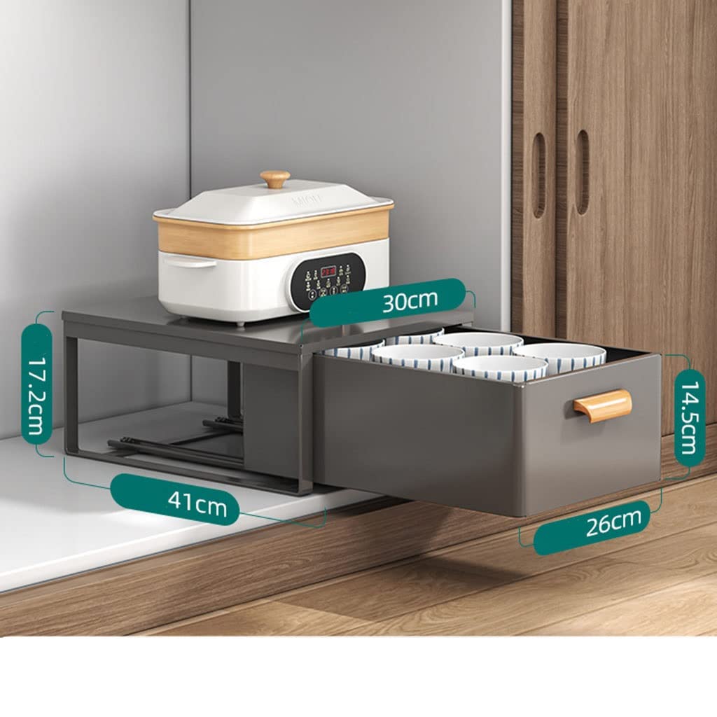 Étagères à tiroirs coulissantes empilables sous l'évier, Organisateur d'armoire, Panier de Cuisine, étagère de Rangement, étagère à épices, Organisateur pour Garde-Manger (30 x 41 x 17,2 cm)