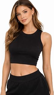 Ritz Era Women's Sleeveless Ribbed Crop Top, Black, High Neck, Fitted Style Price In India