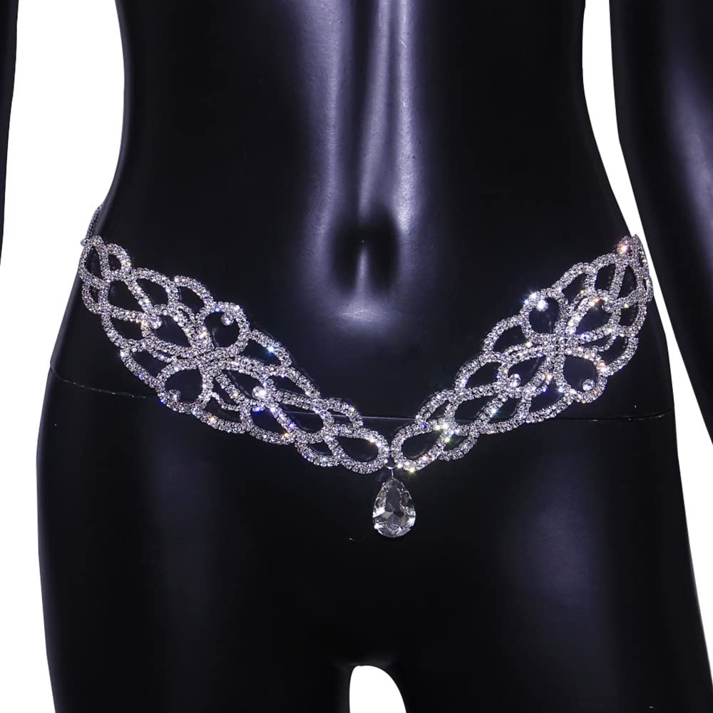 RWRAPS Catene per Il Corpo Ciondolo con Strass Catena della Vita per Le Donne Cintura Gioielli Sexy Catena per Il Corpo Bikini Perizoma Regalo (1) (1)