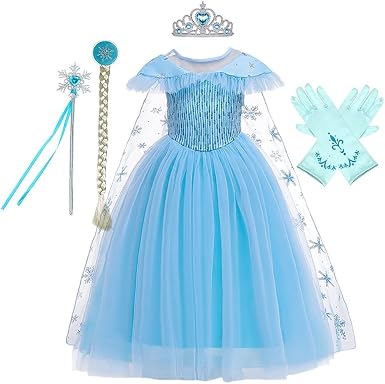 Amazon.com: CinheyU Disfraz de princesa Elsa para niñas, vestido de tul  congelado, Halloween, Navidad, cumpleaños, noche, fiesta, vestido de baile  con accesorios : Ropa, Zapatos y Joyería