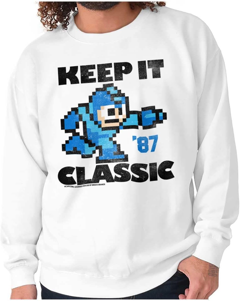Brisco Brands Mega Man Keep it Classic 80s Gaming Sweatshirt for Men or Women