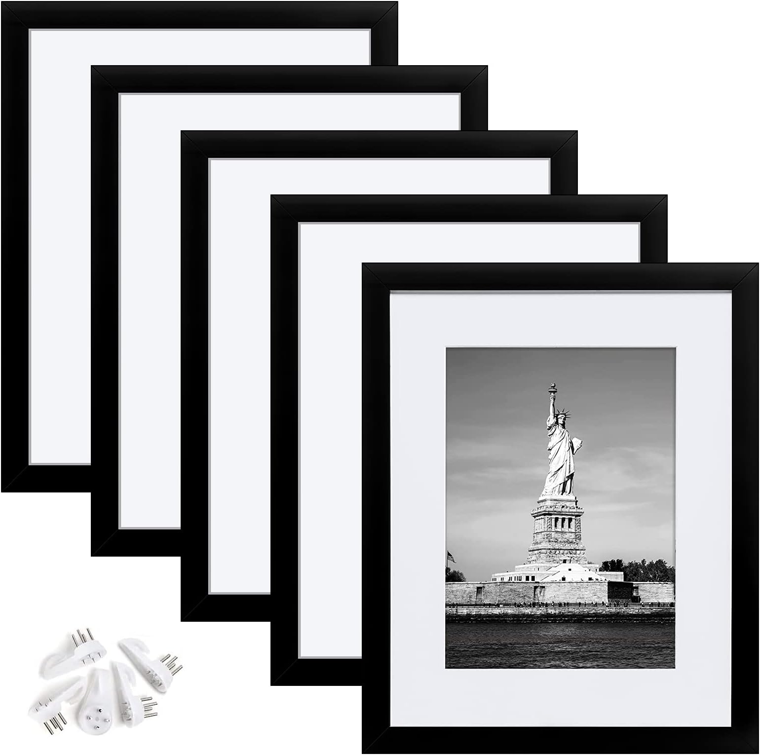 Pack De 5 Marcos De Fotos Dorados Mate 8x10 Pulgadas – Marco Moderno Con Vidrio Y Pasepartout Incluido